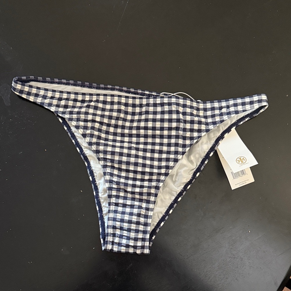 Tory Burch Navy and White Check Bikini Bottom